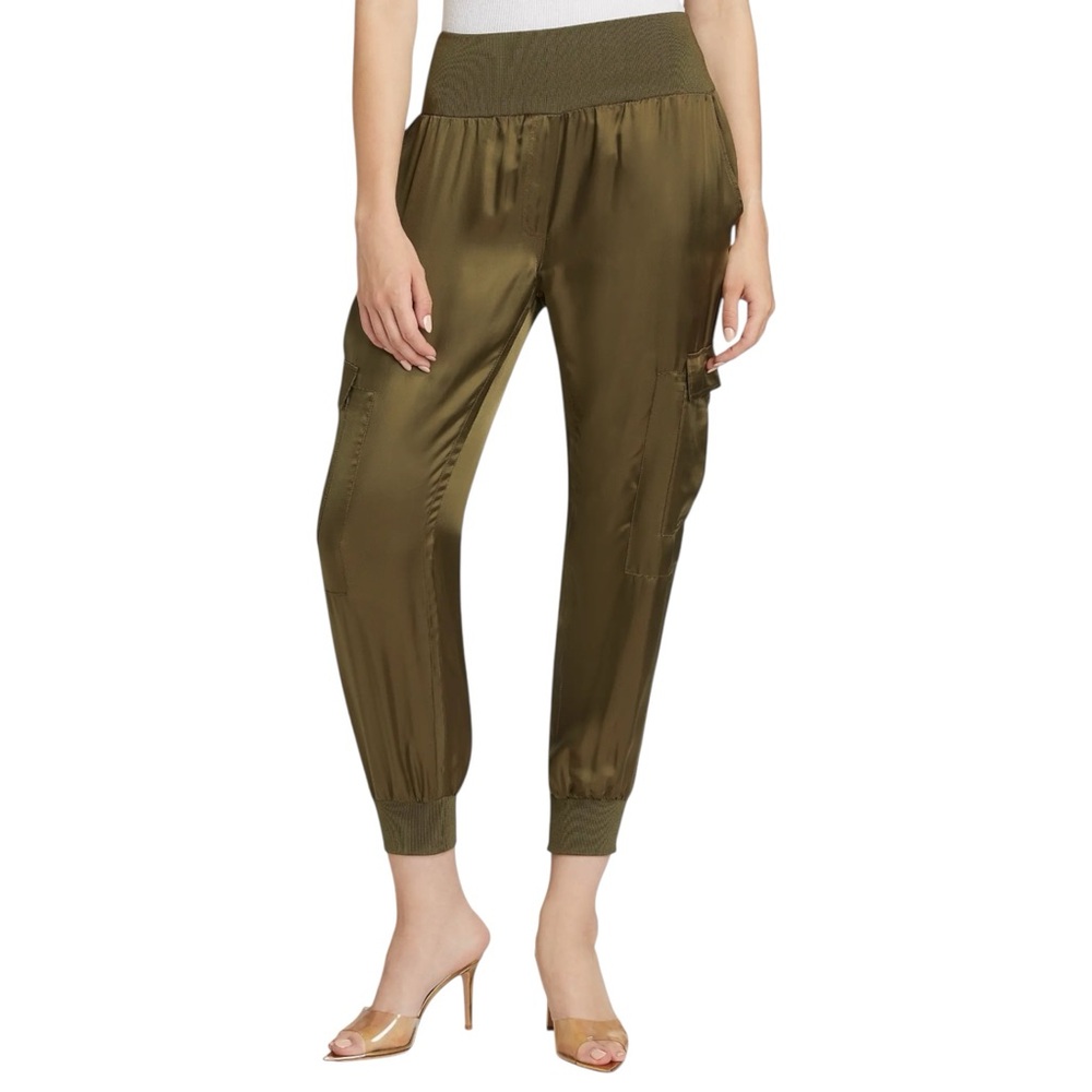 Cinq à Sept Giles Twill Cargo Jogger Pull-On Pants Relaxed Fit Dark Olive Size S